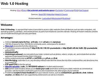 Скриншот сайта Web 1.0 Hosting