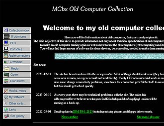 Скриншот сайта 8-bit computers collection - MCbx